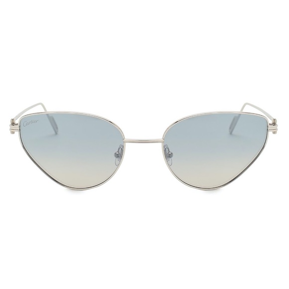 Cartier Sunglasses CT0155S-006 PREMIER Silver Frame /Light Blue Gradient Lenses - Picture 2 of 5